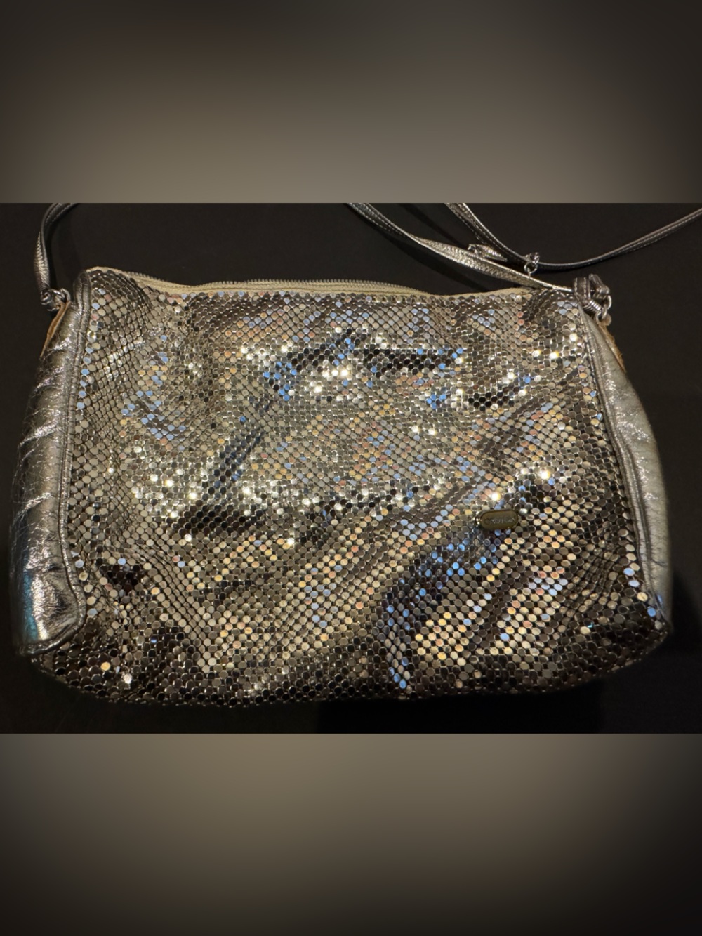 Croton Silver Mesh Clutch with strap great for holidays